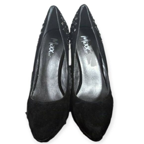 MIXX FAUX SUADE BLACK STUDDED PUMPS SZ.8.5 EUC - Picture 3 of 7